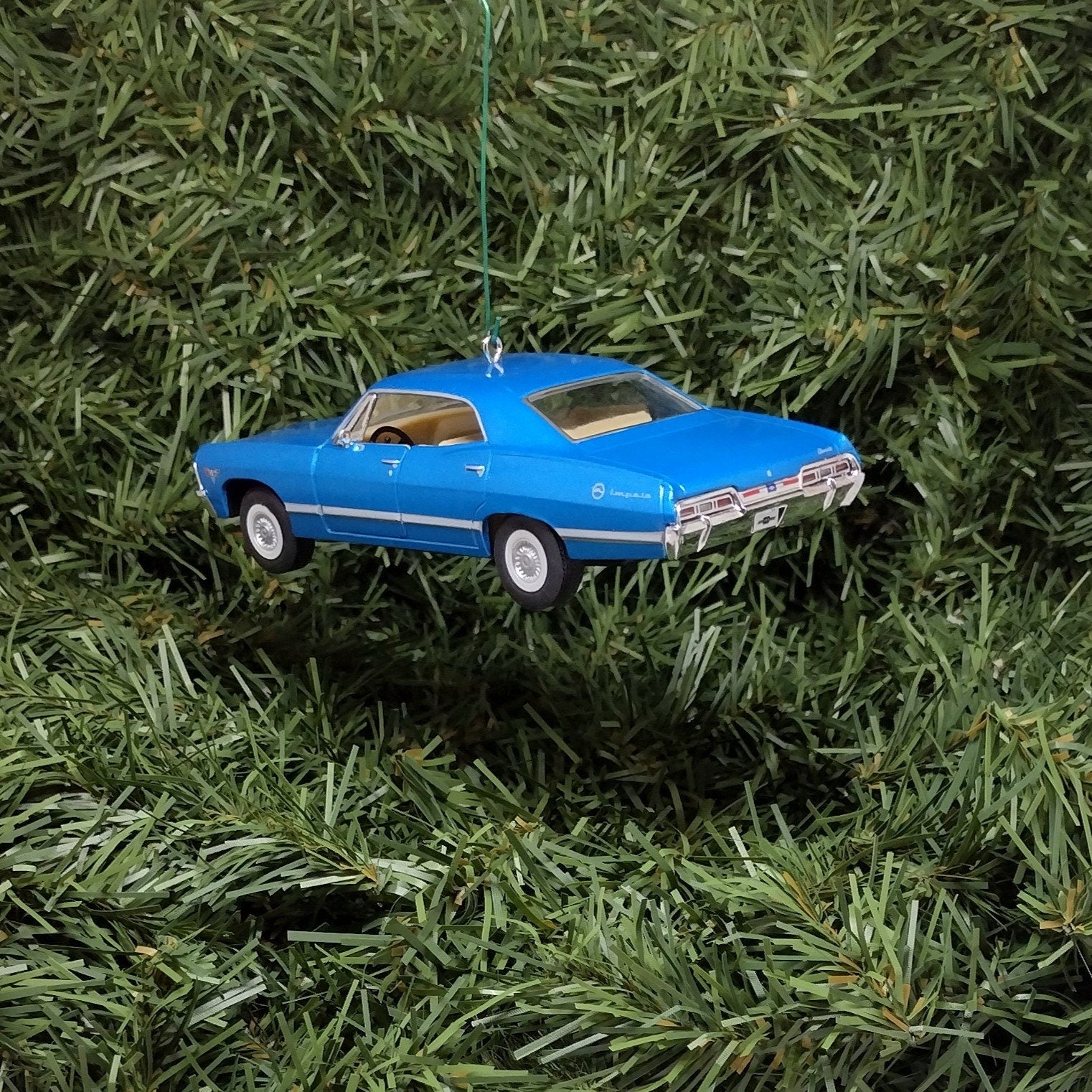 Chevy Impala Ornament Christmas Tree Decoration Fun Xmas Gift Idea 5 inches long 4 door 1967 Chevrolet Blue