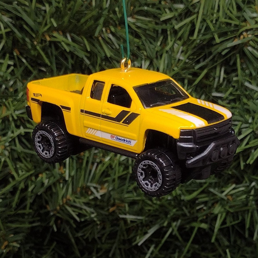 CHEVY SILVERADO Ornament Christmas Gift Idea Chevrolet Pickup Truck Xmas Tree Decoration Yellow