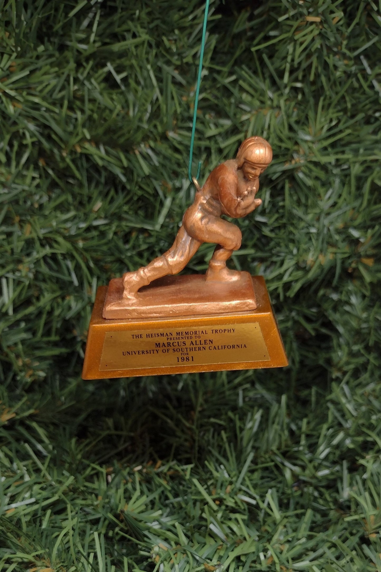 Marcus Allen USC TROJANS Christmas tree ornament mini Heisman Trophy xmas ncaa football figure unique gift idea Southern California