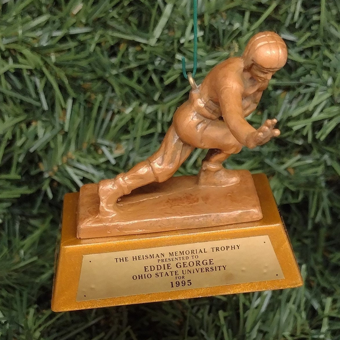 Eddie George OHIO STATE BUCKEYES Christmas Ornament mini Heisman Trophy NCAA Football