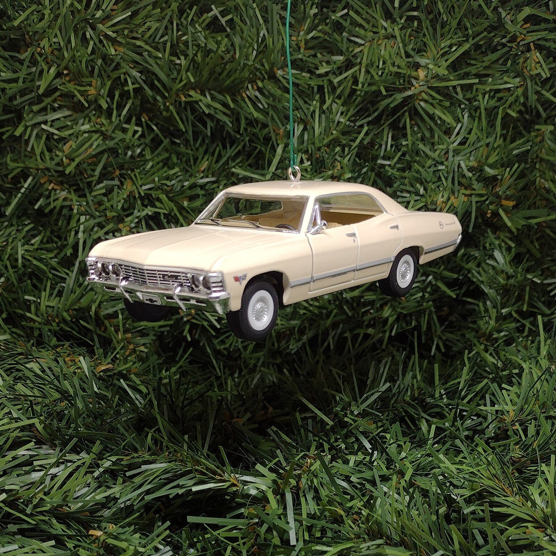 Chevy Impala Ornament Christmas Tree Decoration Fun Xmas Gift Idea 5 inches long 4 door 1967 Chevrolet White