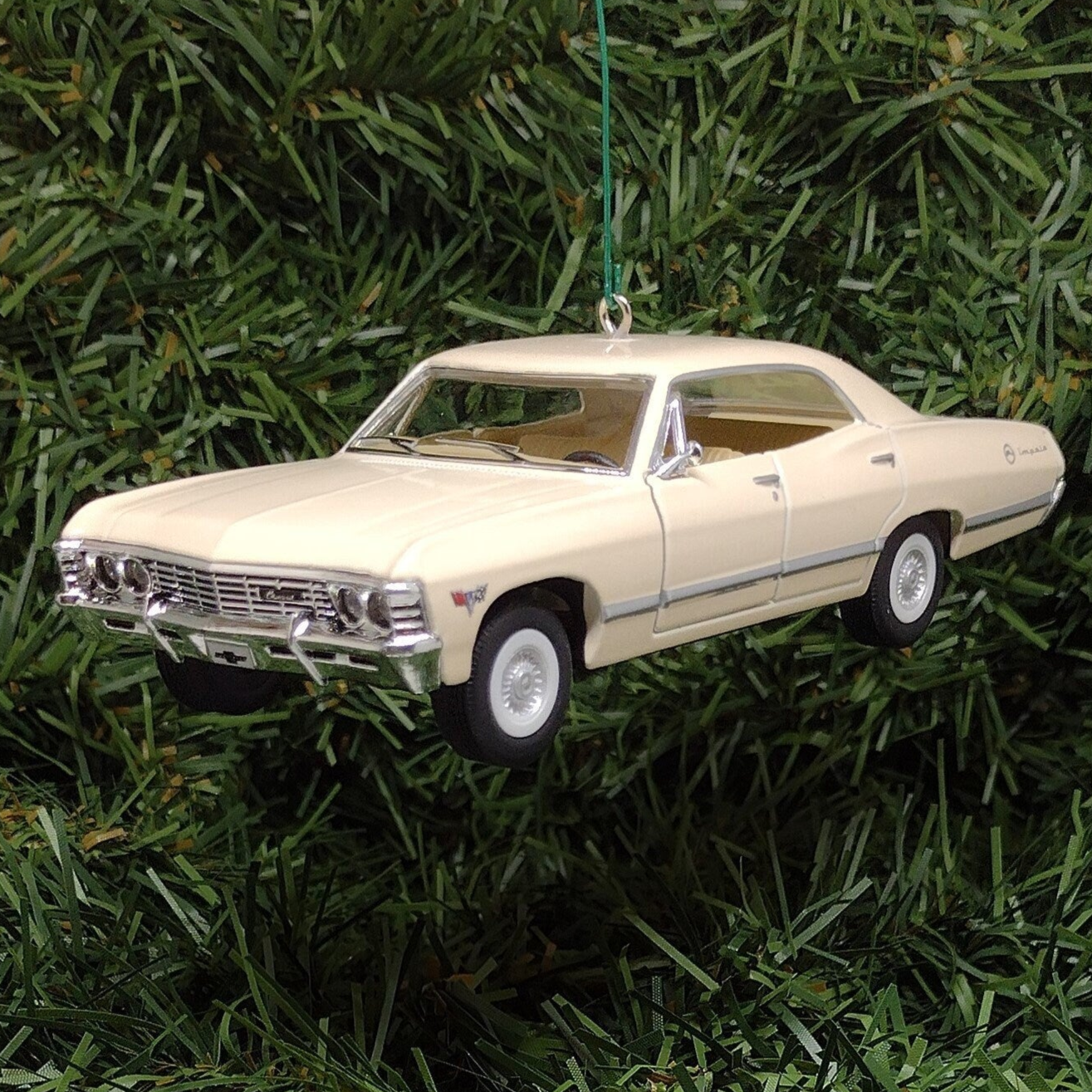 Chevy Impala Ornament Christmas Tree Decoration Fun Xmas Gift Idea 5 inches long 4 door 1967 Chevrolet White