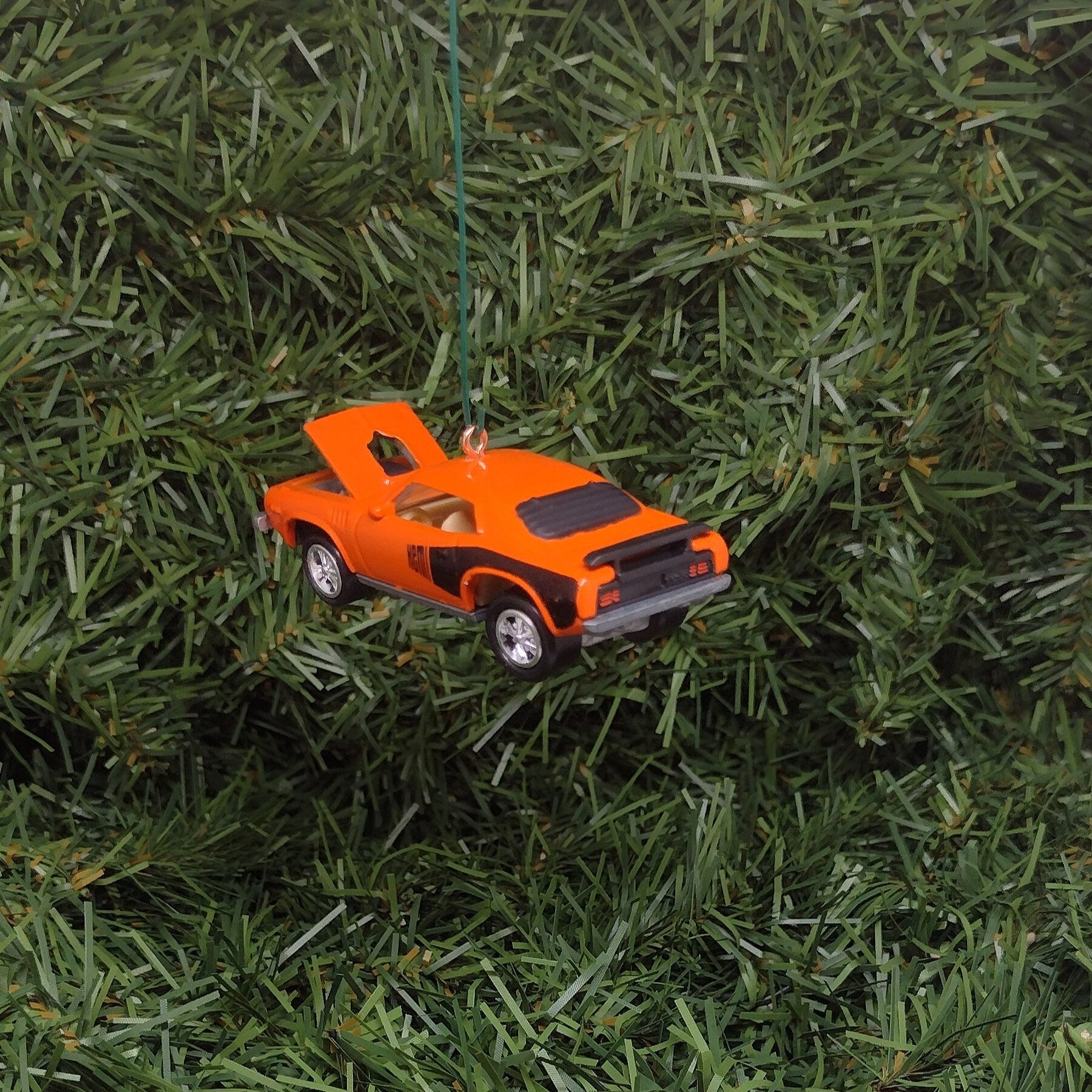 Plymouth Barracuda Ornament 1971 Hemi Cuda Mopar Christmas Tree Decoration Unique Gift Idea Orange Hood Opens