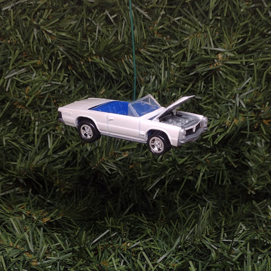 PONTIAC GTO CONVERTIBLE 1965 Ornament Christmas Tree Decoration Unique Automotive Xmas Gift Idea White Hood Opens