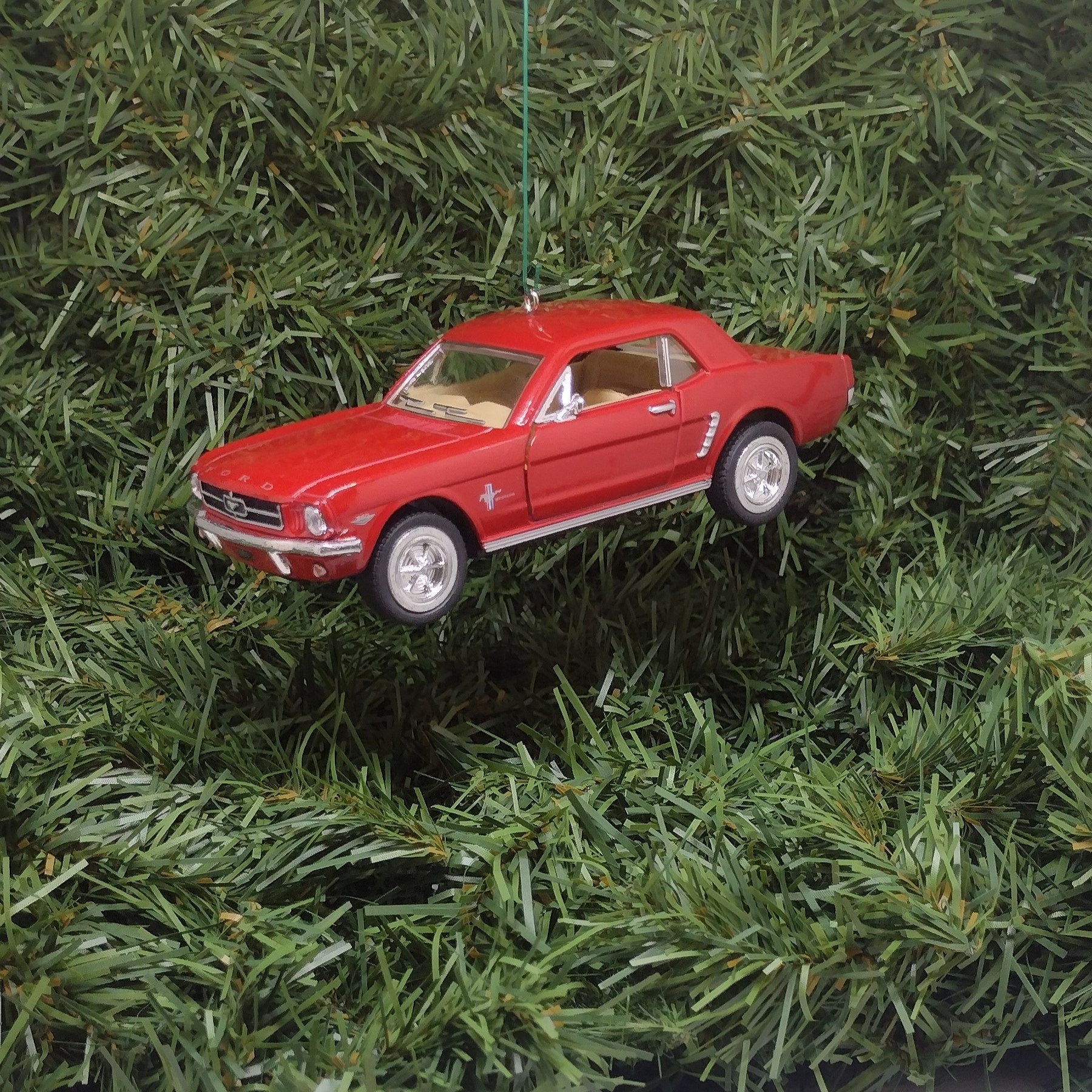 FORD MUSTANG Ornament Early 1965/1964.5 Christmas tree decoration fun automotive gift for car enthusiast 5 inch Red