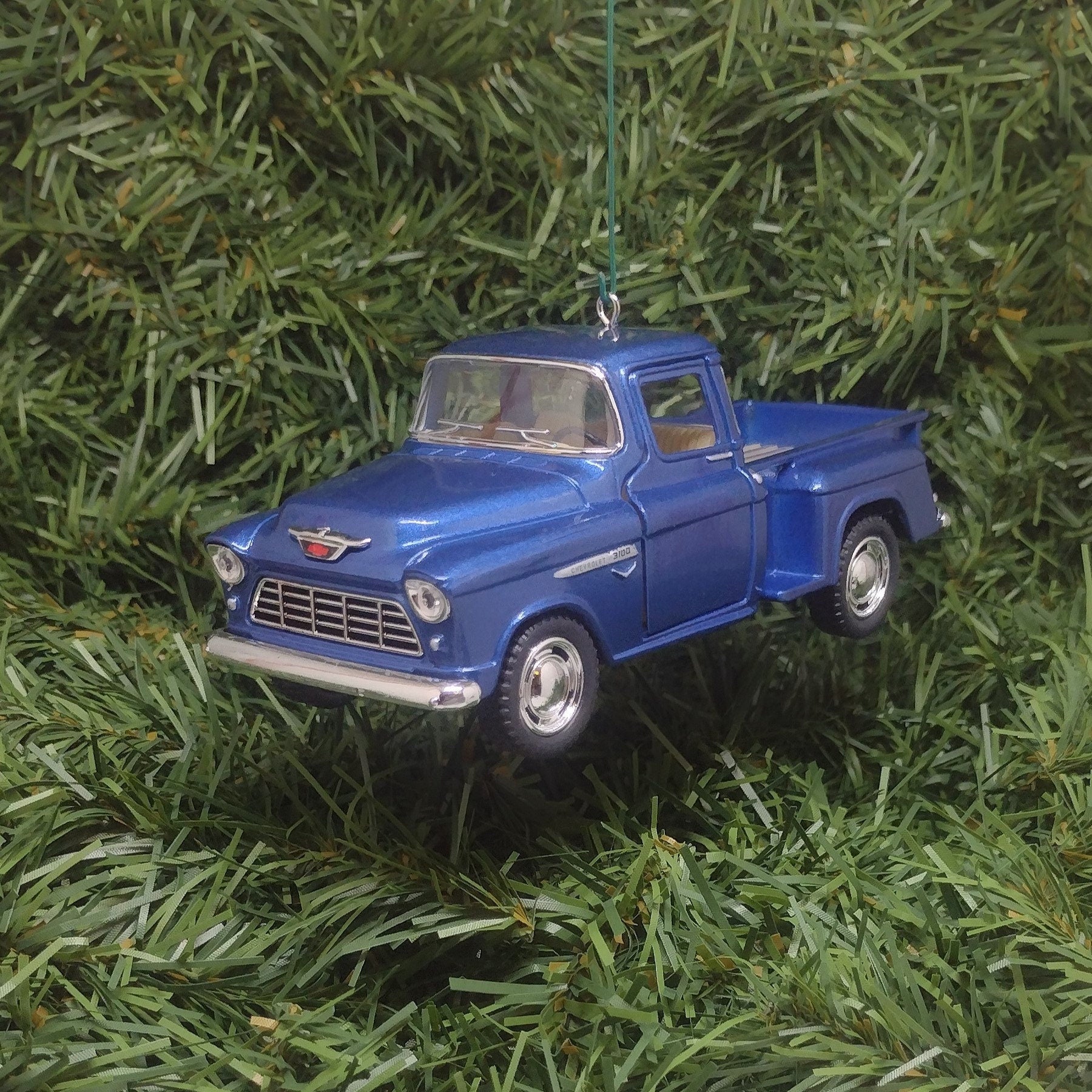 1955 Chevy 3100 Truck Ornament Christmas Gift Idea Chevrolet Stepside Pickup 5 inch Unique Xmas Tree Decoration Blue