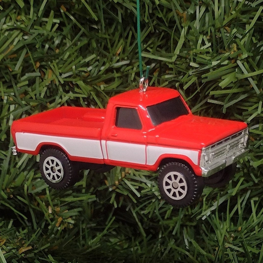 FORD F-150 Christmas Ornament 1977 F150 Pickup Truck Xmas Tree Decoration Unique Gift Idea 1973-1979 3 inch red/white