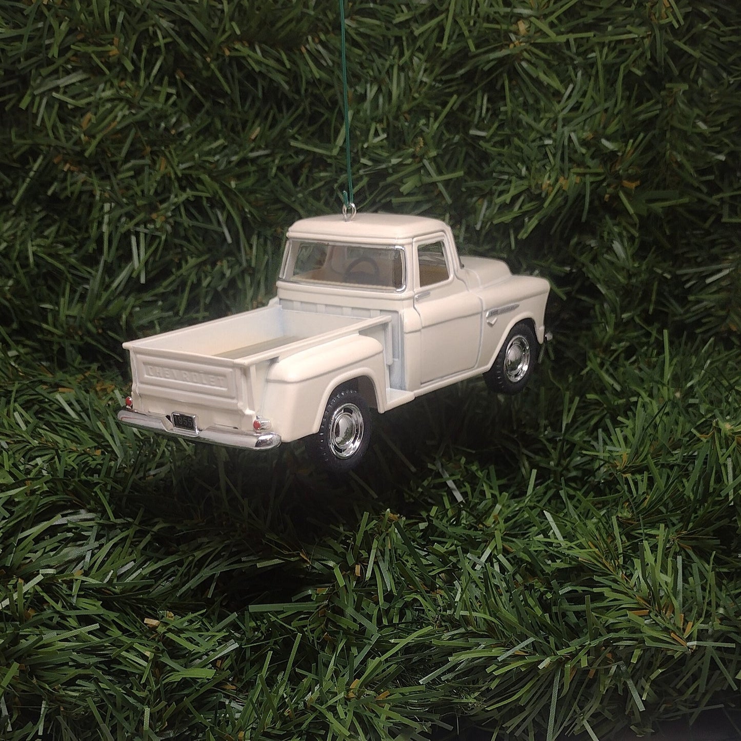 1955 Chevy 3100 Truck Ornament Christmas Gift Idea Chevrolet Stepside Pickup 5 inch Unique Xmas Tree Decoration White