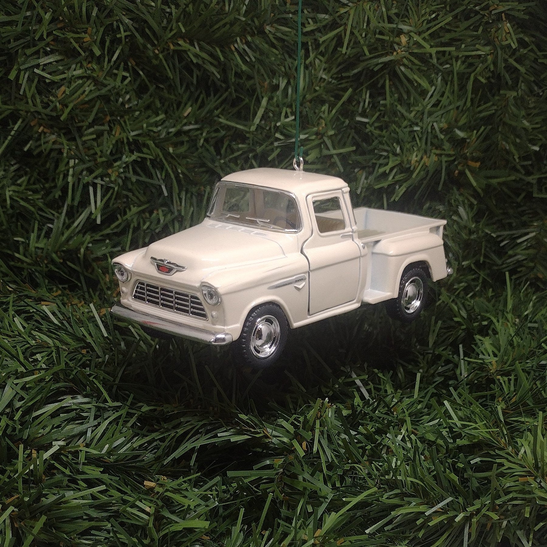 1955 Chevy 3100 Truck Ornament Christmas Gift Idea Chevrolet Stepside Pickup 5 inch Unique Xmas Tree Decoration White