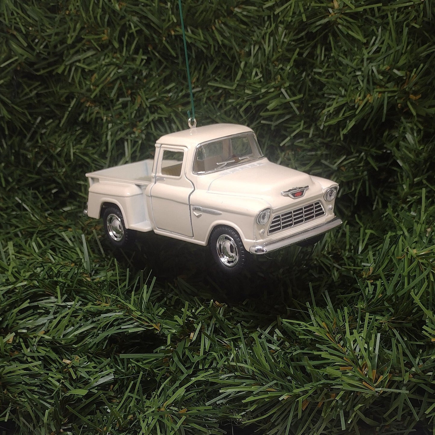 1955 Chevy 3100 Truck Ornament Christmas Gift Idea Chevrolet Stepside Pickup 5 inch Unique Xmas Tree Decoration White