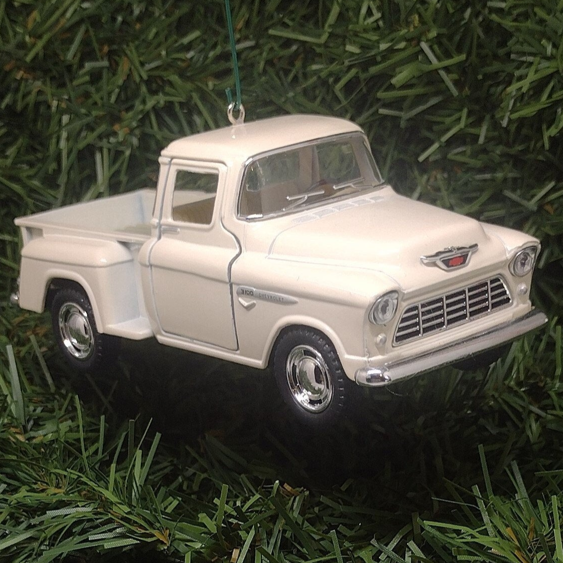 1955 Chevy 3100 Truck Ornament Christmas Gift Idea Chevrolet Stepside Pickup 5 inch Unique Xmas Tree Decoration White