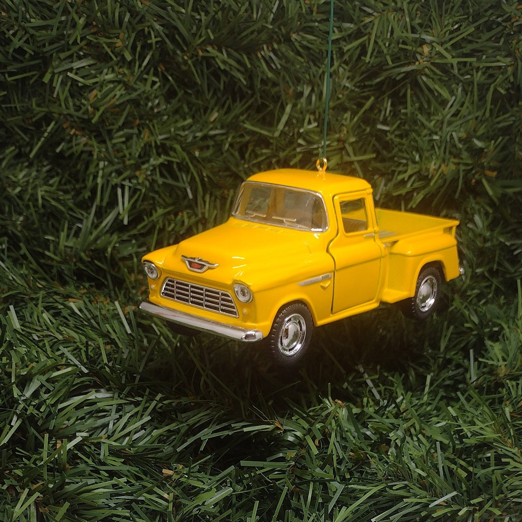 1955 Chevy 3100 Truck Ornament Christmas Gift Idea Chevrolet Stepside Pickup 5 inch Unique Xmas Tree Decoration Yellow