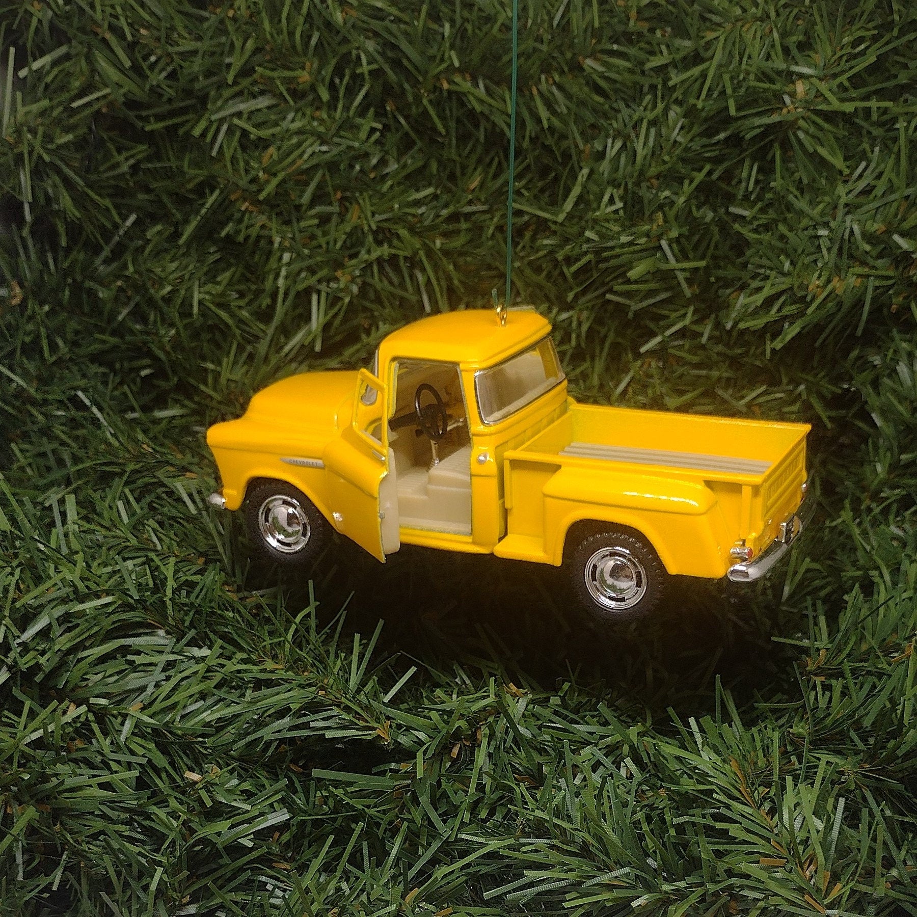 1955 Chevy 3100 Truck Ornament Christmas Gift Idea Chevrolet Stepside Pickup 5 inch Unique Xmas Tree Decoration Yellow