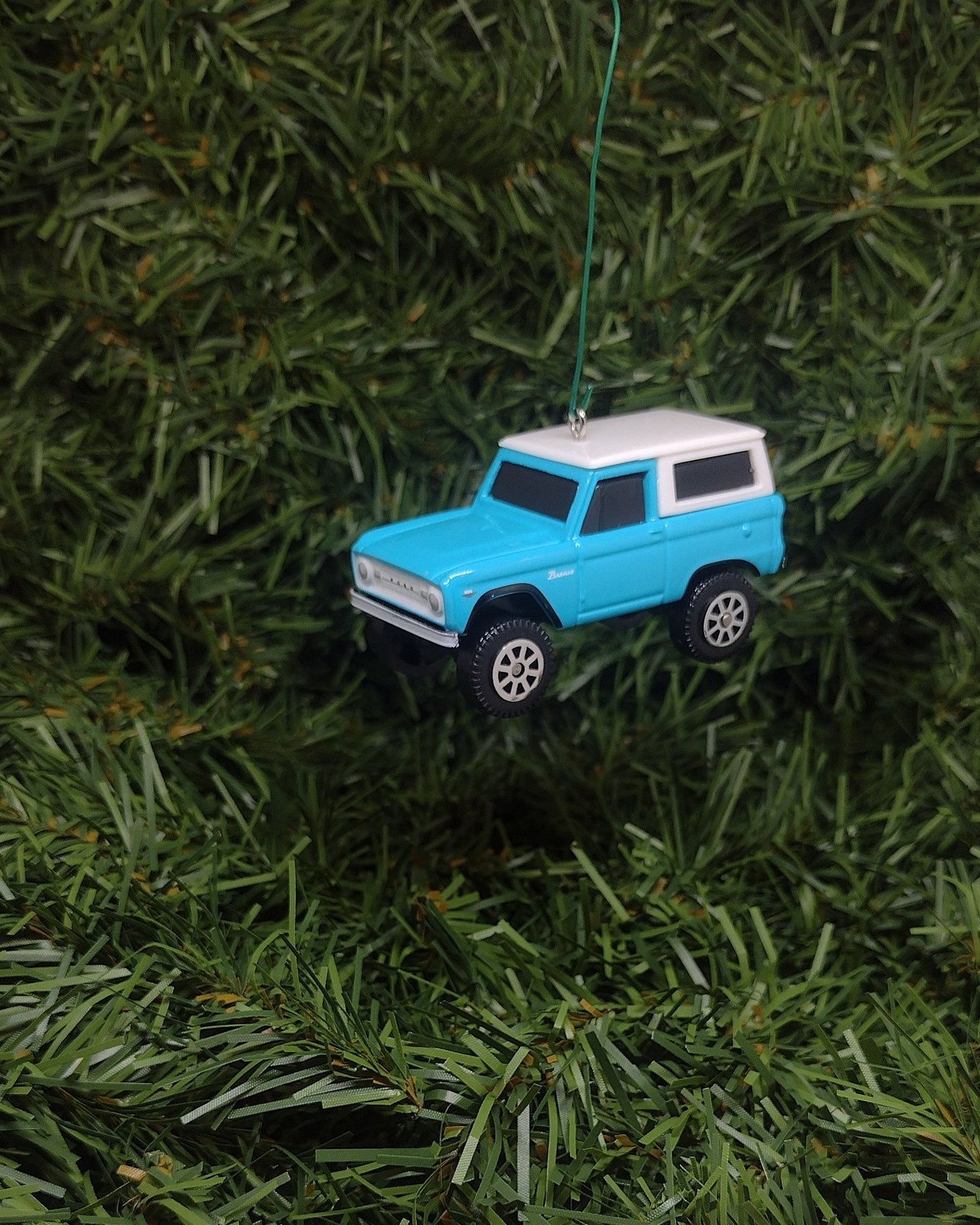 1966 Ford Bronco Christmas ornament fun gift idea for car enthusiast or man cave Xmas tree decoration blue