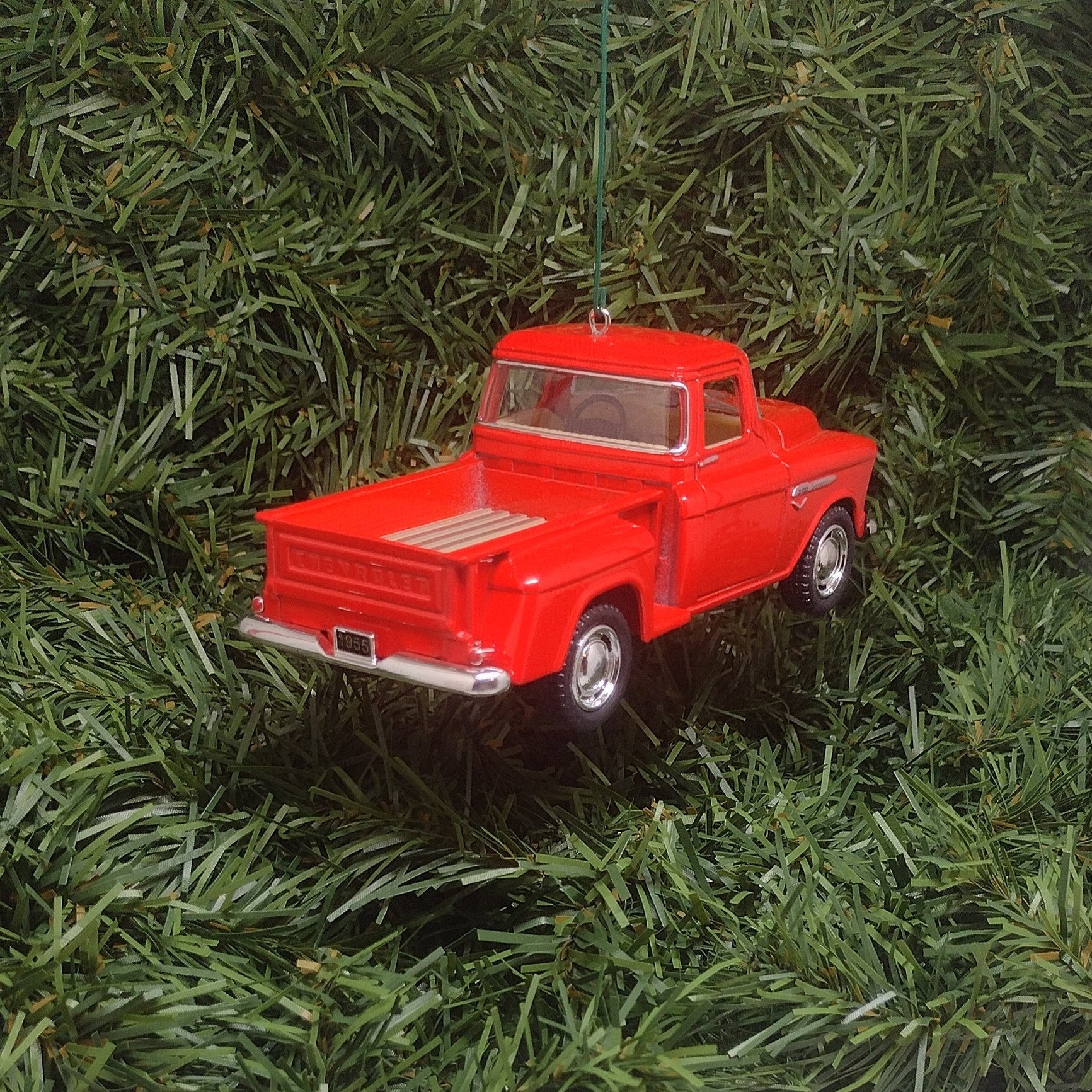 Chevy 1955 Pickup Truck Christmas ornament gift idea 3100 stepside 5 inch fun automotive Chevrolet unique xmas tree 5 inch