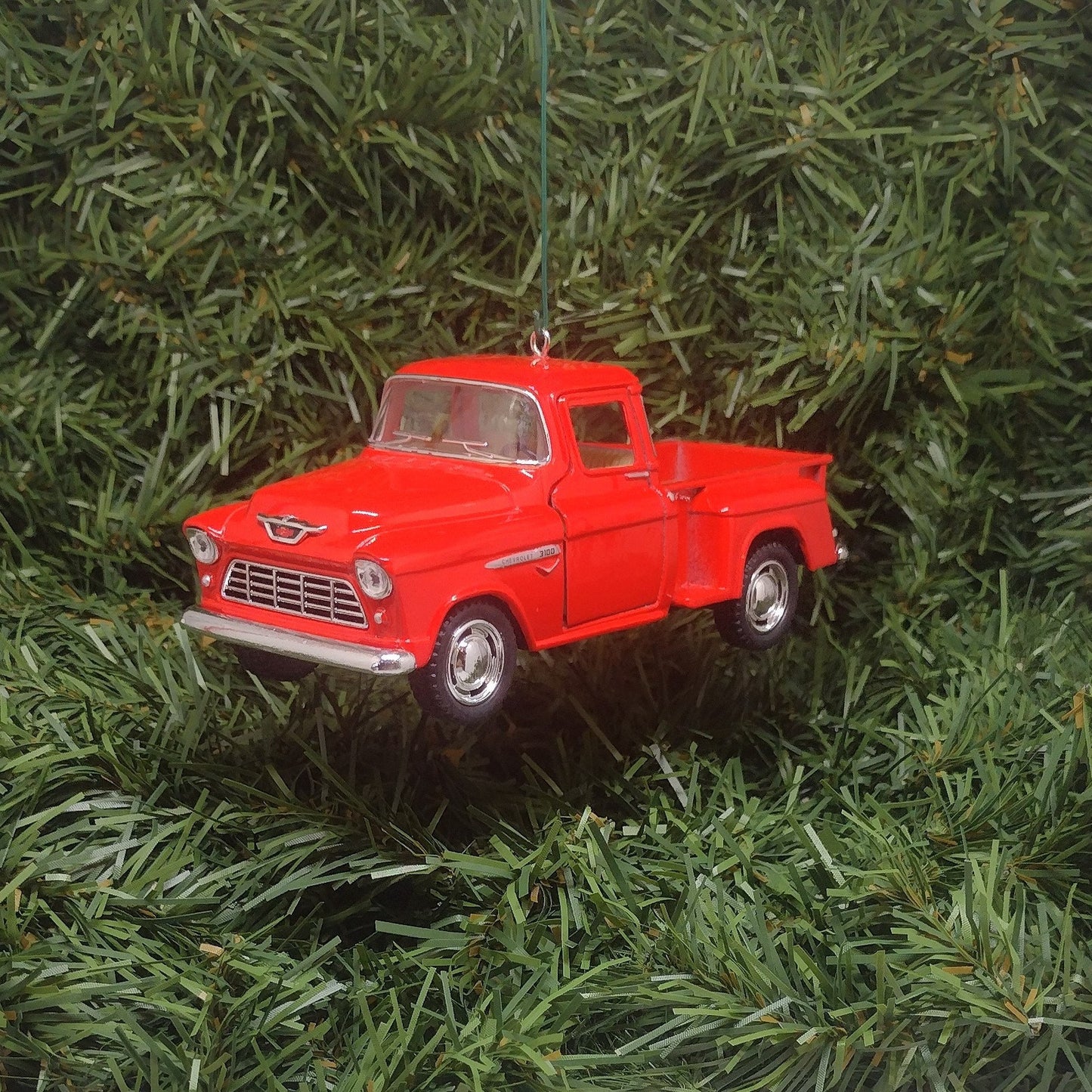 Chevy 1955 Pickup Truck Christmas ornament gift idea 3100 stepside 5 inch fun automotive Chevrolet unique xmas tree 5 inch