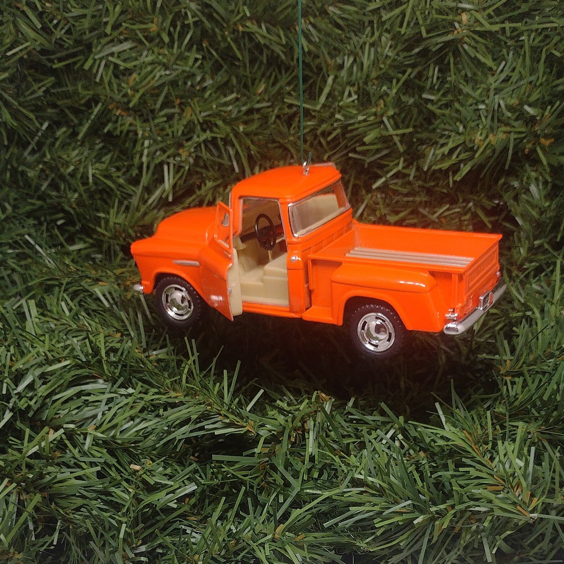 1955 Chevy 3100 Truck Ornament Christmas Gift Idea Chevrolet Stepside Pickup 5 inch Unique Xmas Tree Decoration Orange