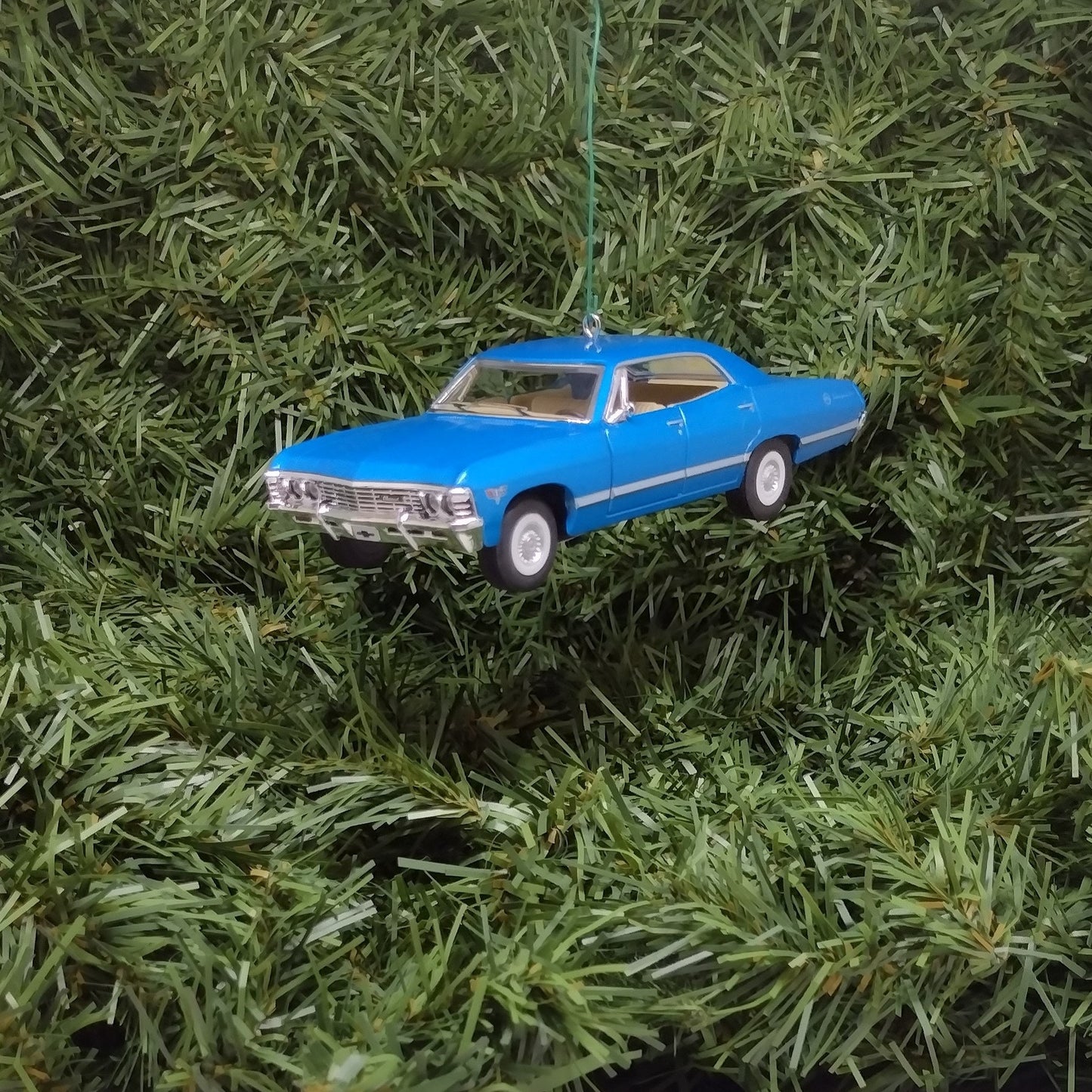 Chevy Impala Ornament Christmas Tree Decoration Fun Xmas Gift Idea 5 inches long 4 door 1967 Chevrolet Blue