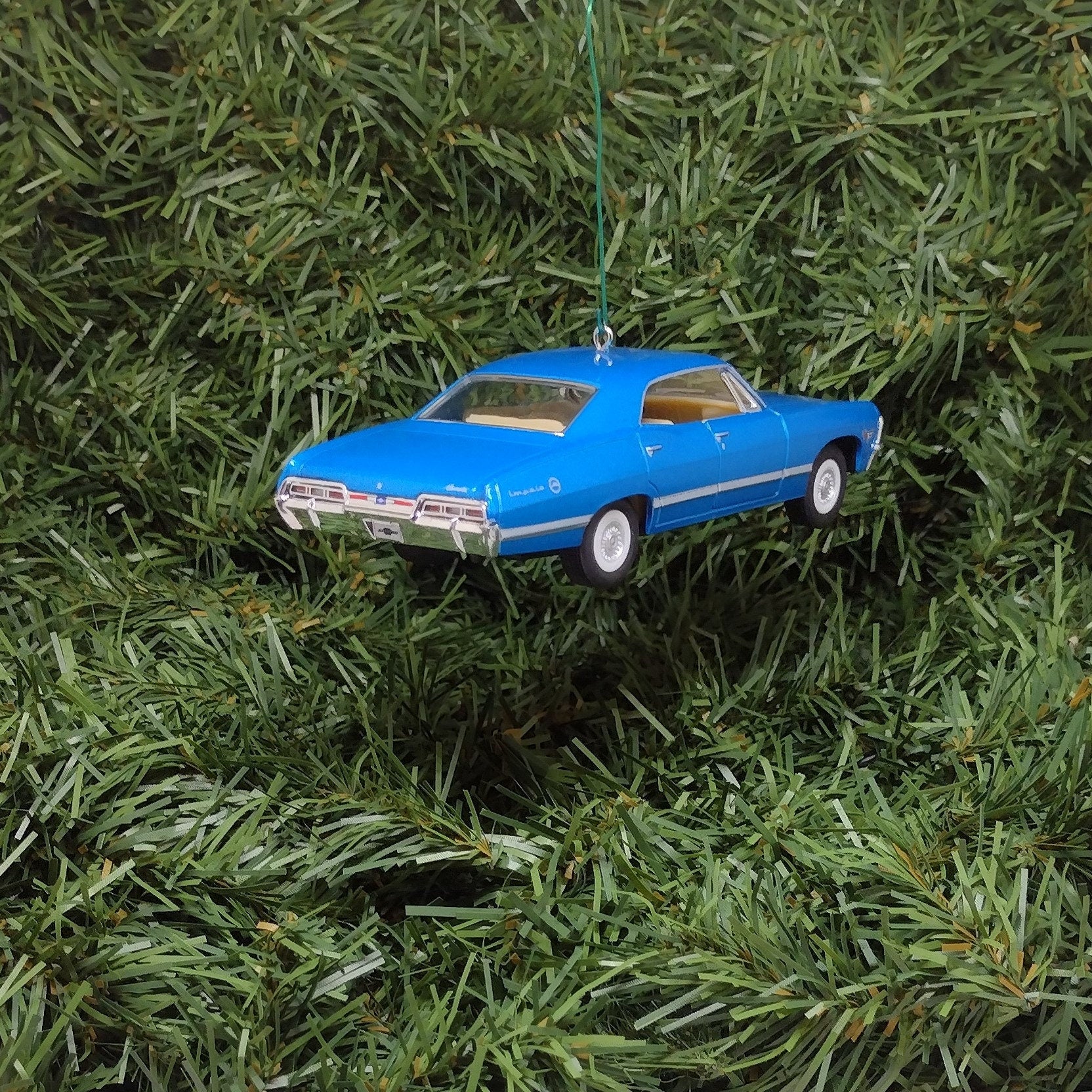 Chevy Impala Ornament Christmas Tree Decoration Fun Xmas Gift Idea 5 inches long 4 door 1967 Chevrolet Blue