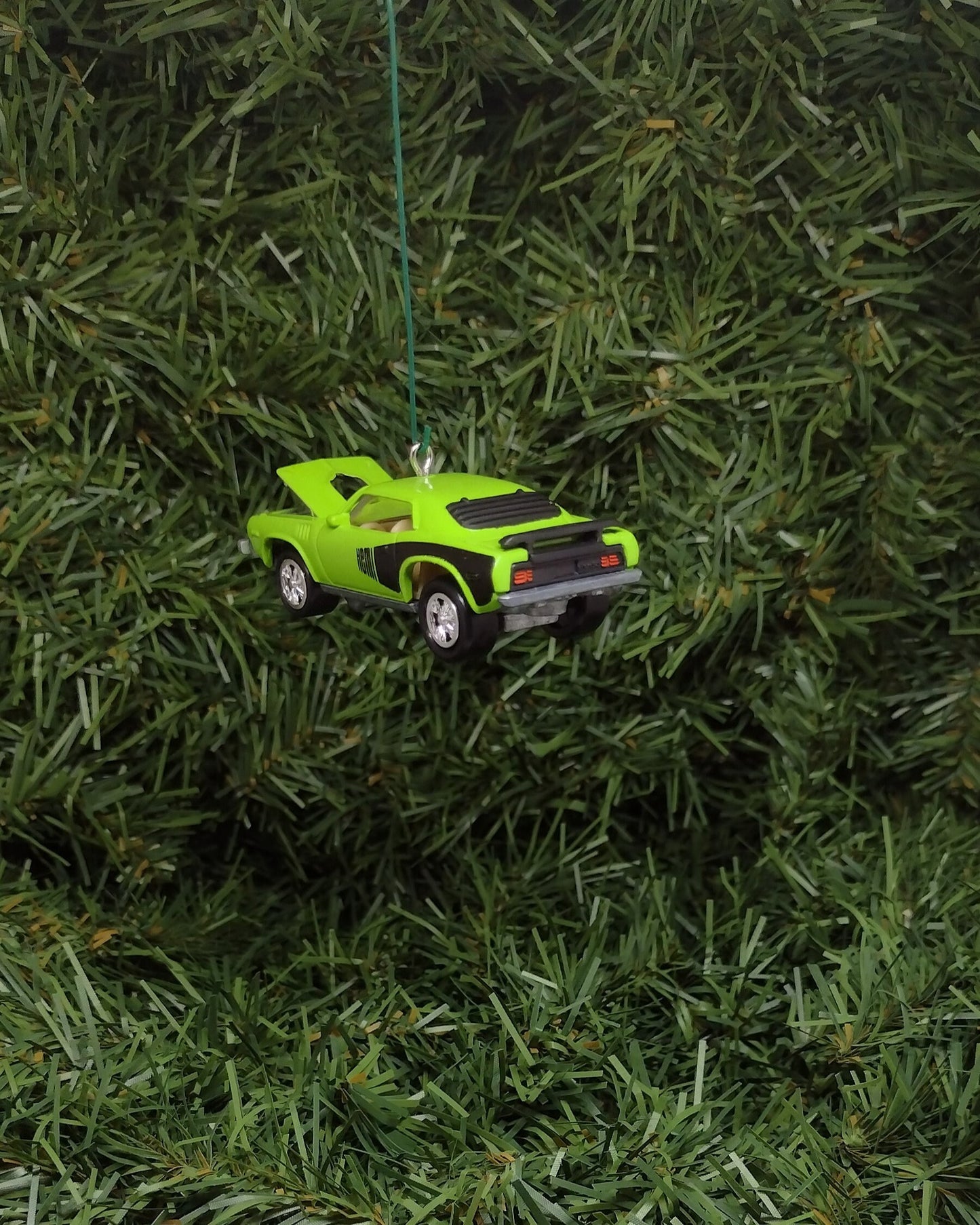 Plymouth Barracuda Ornament 1971 Hemi Cuda Mopar Christmas Tree Decoration Unique Gift Idea Lime Green Hood Opens