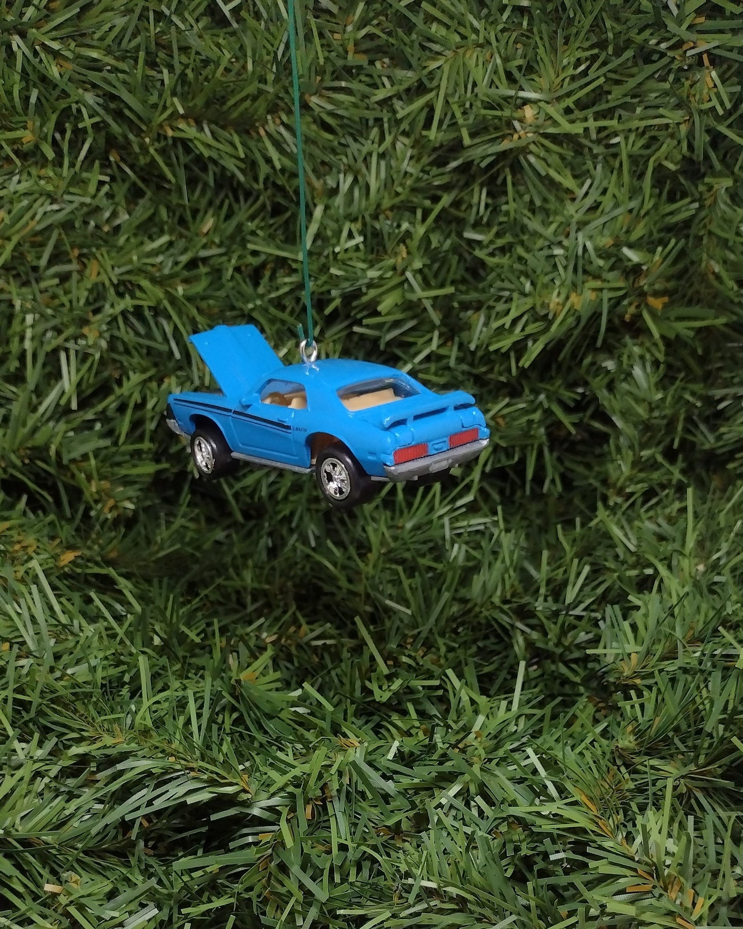 Mercury Cougar Ornament 1969 Eliminator Christmas Tree Decoration Unique Gift Idea Blue Hood Opens