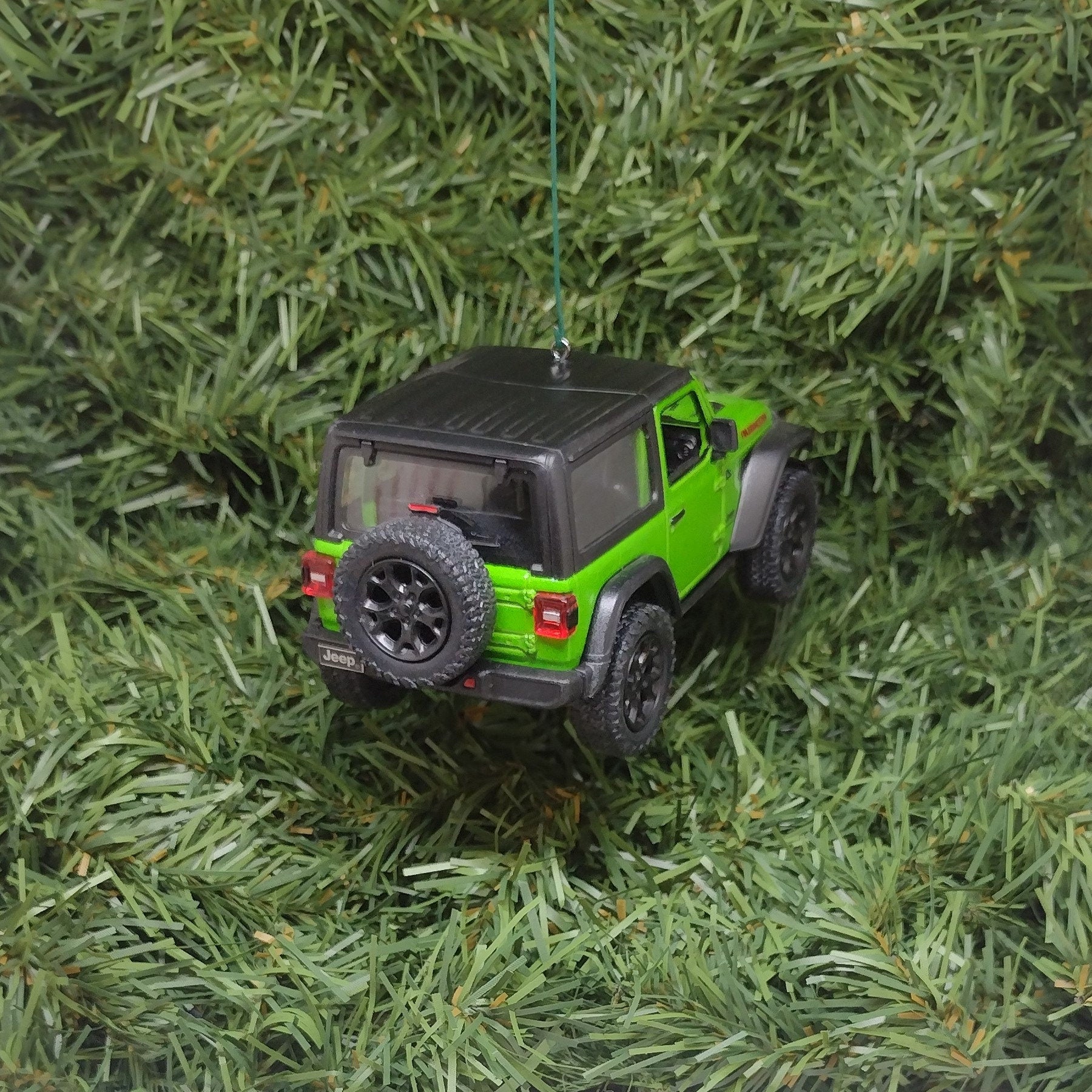 Jeep Wrangler Ornament Christmas Gift Idea Fun Automotive Xmas tree Decoration 5 inches long 2018 green