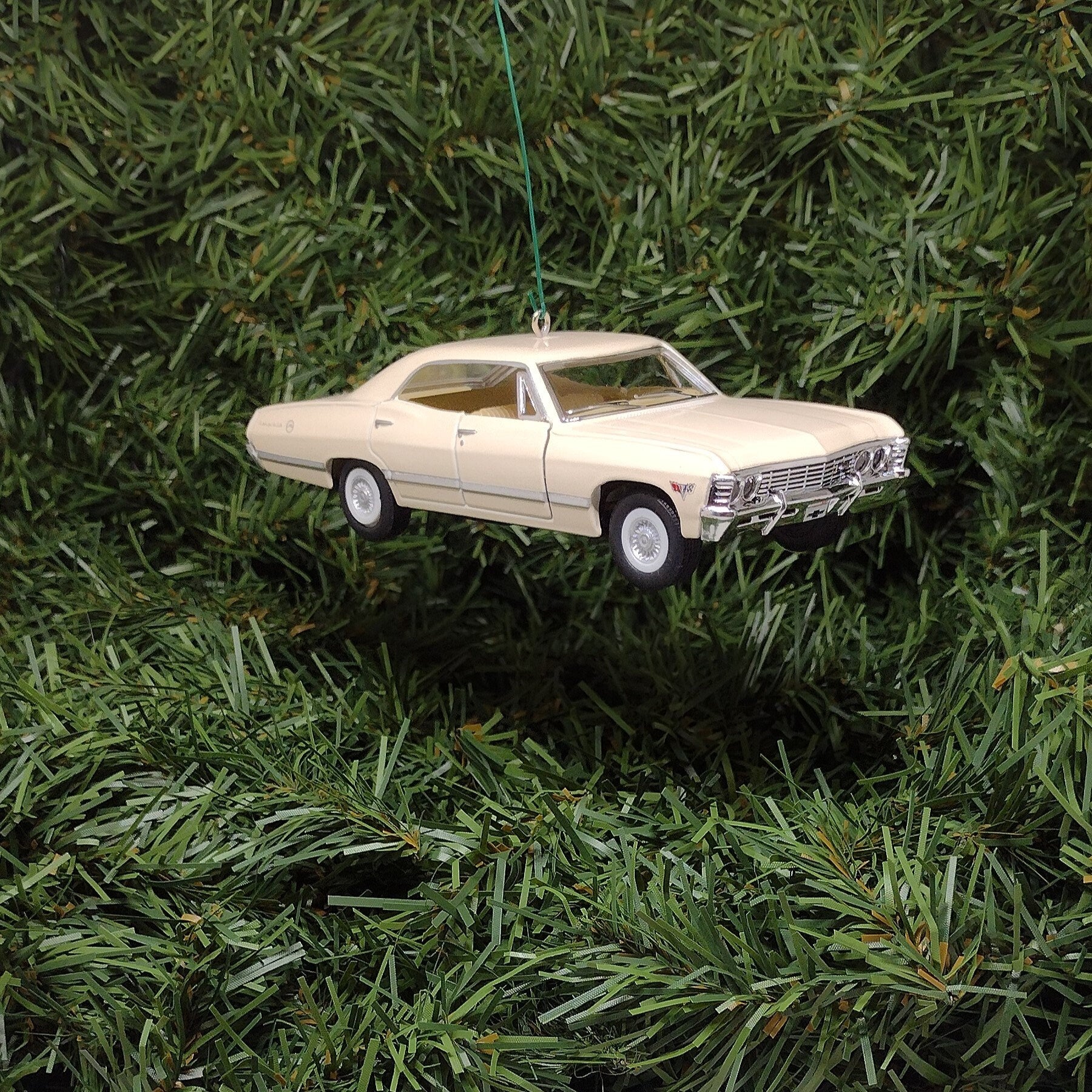 Chevy Impala Ornament Christmas Tree Decoration Fun Xmas Gift Idea 5 inches long 4 door 1967 Chevrolet White