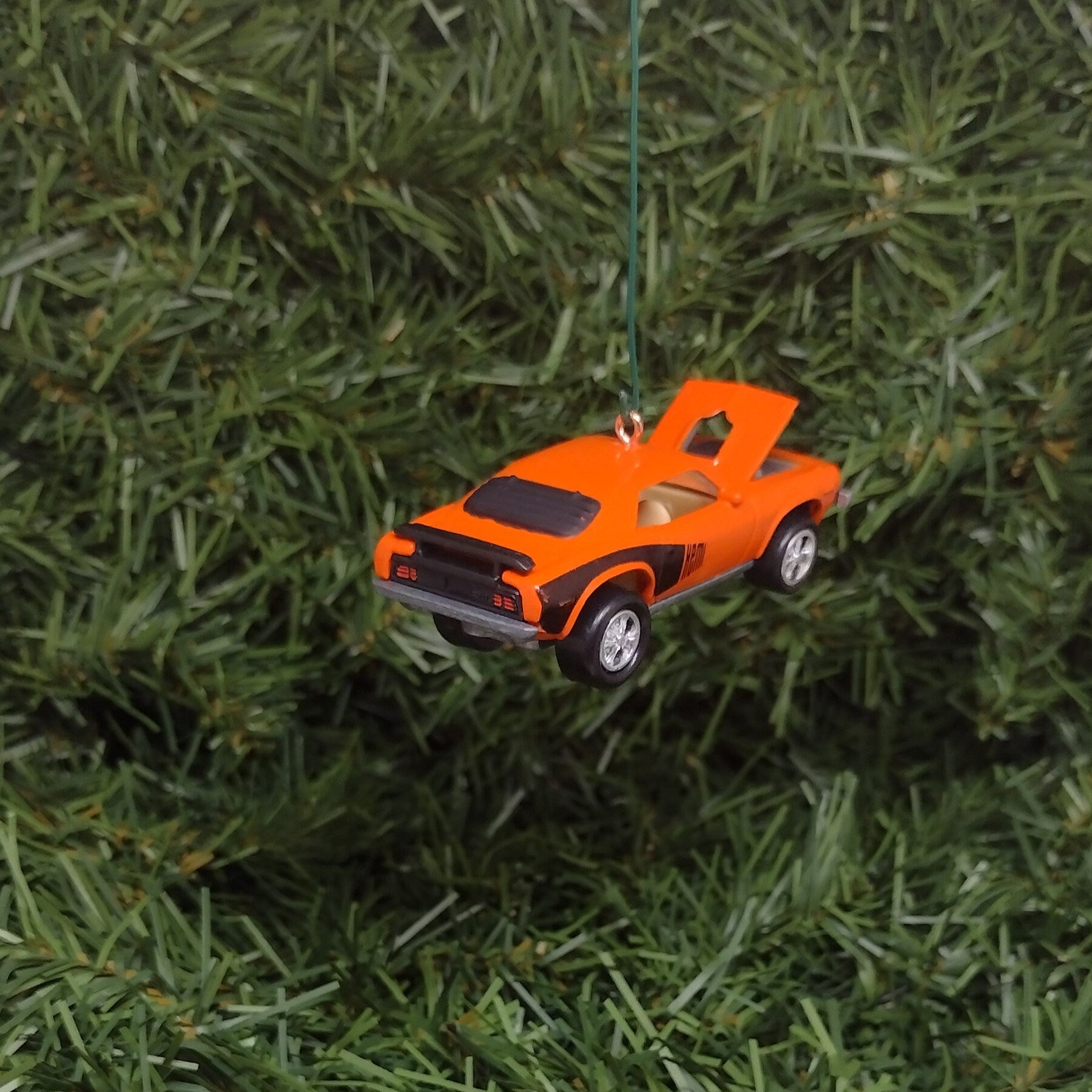 Plymouth Barracuda Ornament 1971 Hemi Cuda Mopar Christmas Tree Decoration Unique Gift Idea Orange Hood Opens