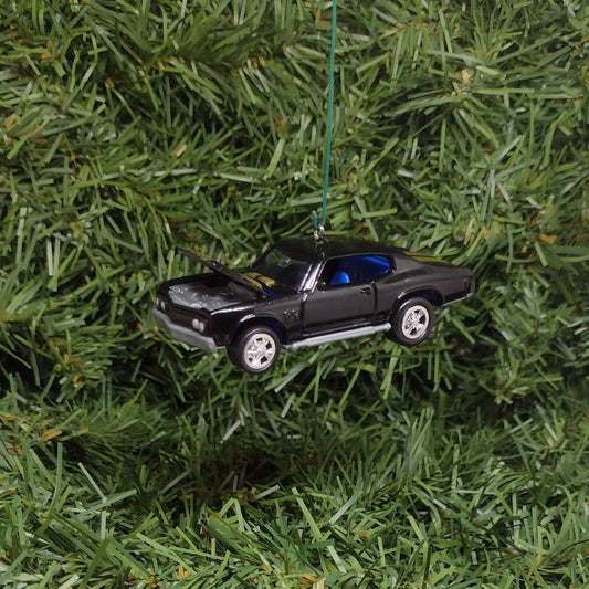 Chevy Chevelle SS 1970 Ornament Christmas Tree Decoration 70 Chevrolet Unique Xmas Gift Idea Black Hood Opens