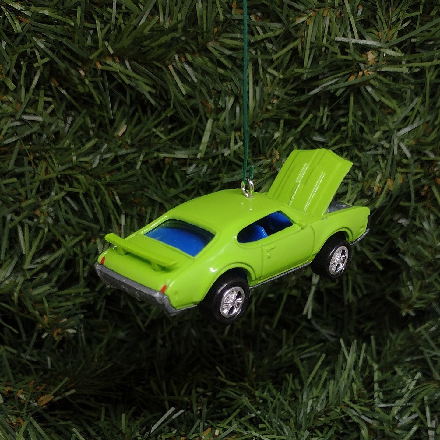 OLDSMOBILE 442 Ornament 1969 Olds Christmas Tree Decoration Unique Gift Idea Green Hood Opens