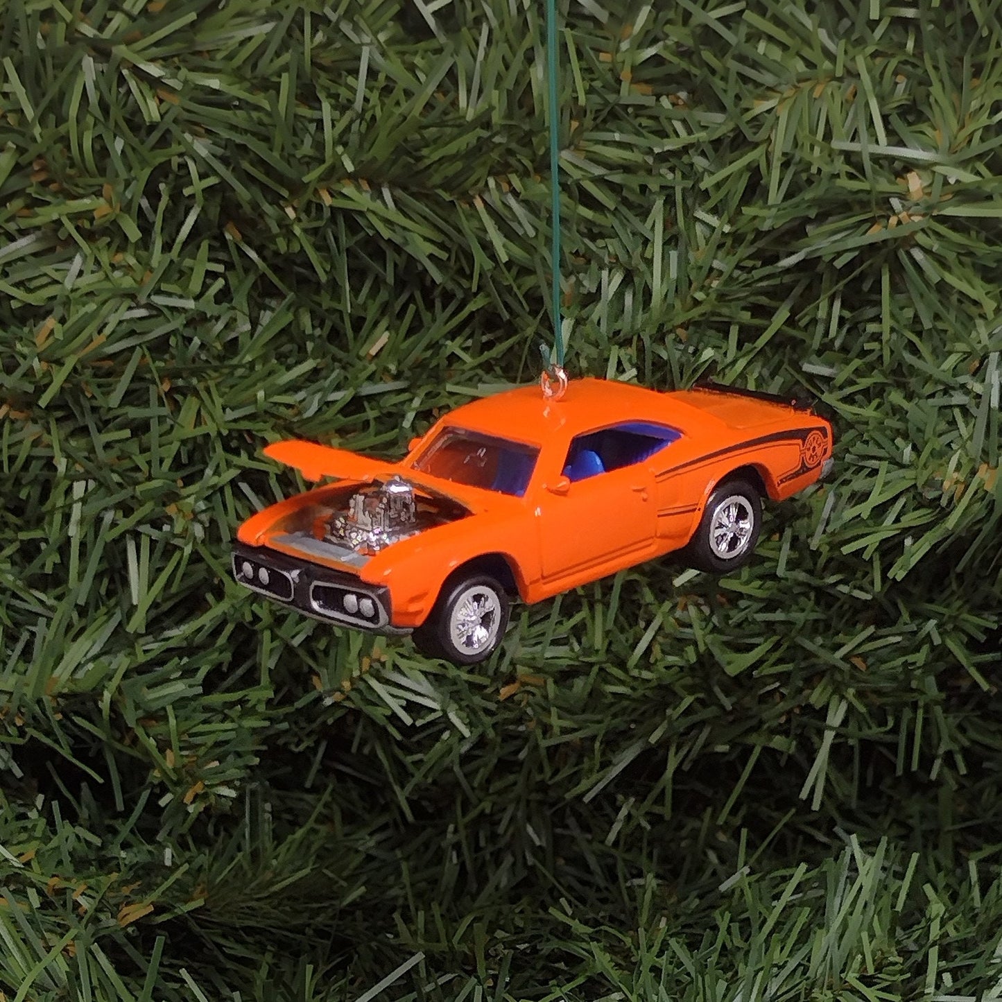 Dodge Super Bee Ornament 1970 Mopar Christmas Tree Decoration Unique Gift Idea Orange Hood Opens