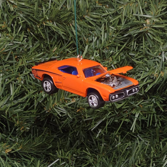 Dodge Super Bee Ornament 1970 Mopar Christmas Tree Decoration Unique Gift Idea Orange Hood Opens