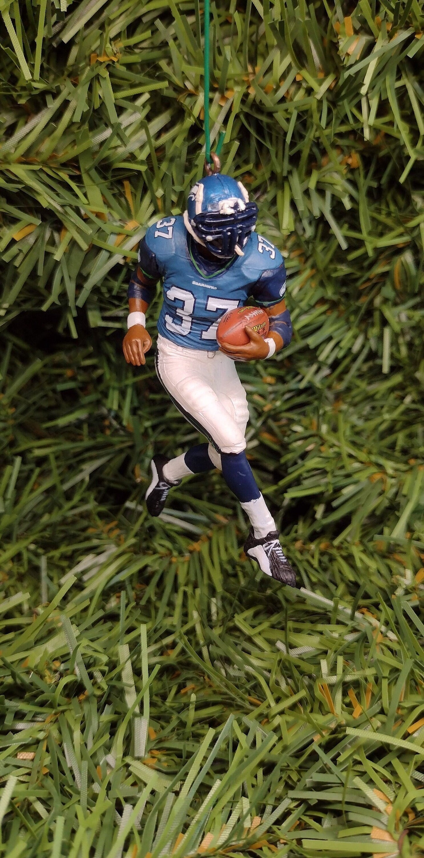 Seattle Seahawks Ornament Christmas Gift Idea Shaun Alexander Unique Xmas Tree Decoration NFL Football Figure