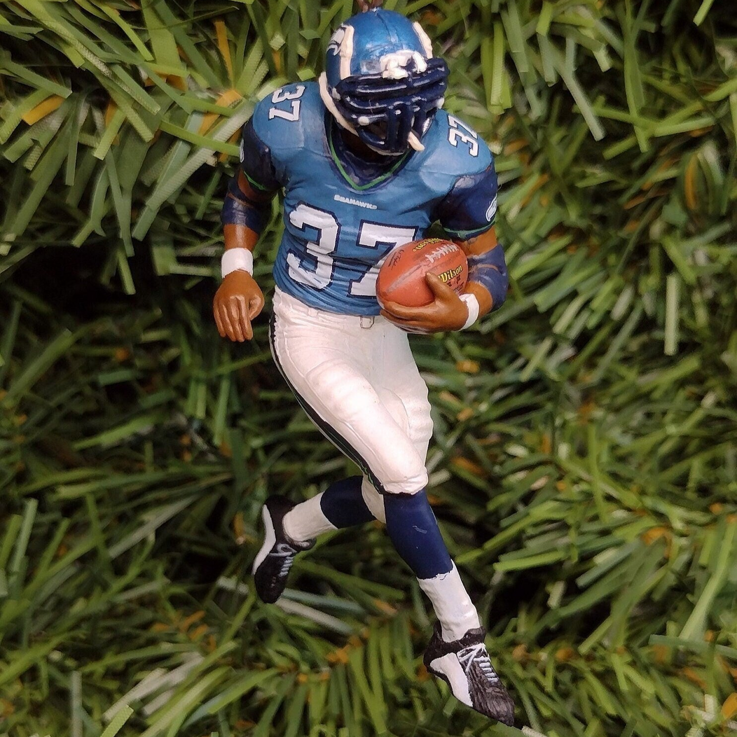 Seattle Seahawks Ornament Christmas Gift Idea Shaun Alexander Unique Xmas Tree Decoration NFL Football Figure