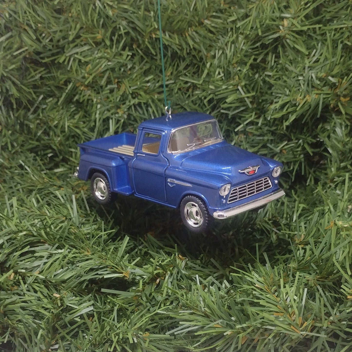 1955 Chevy 3100 Truck Ornament Christmas Gift Idea Chevrolet Stepside Pickup 5 inch Unique Xmas Tree Decoration Blue