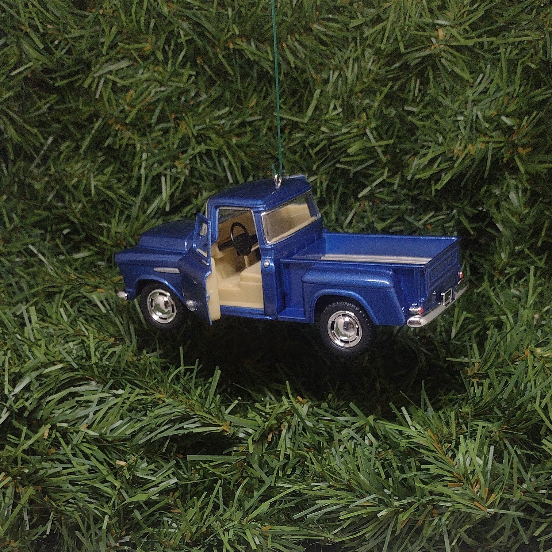 1955 Chevy 3100 Truck Ornament Christmas Gift Idea Chevrolet Stepside Pickup 5 inch Unique Xmas Tree Decoration Blue