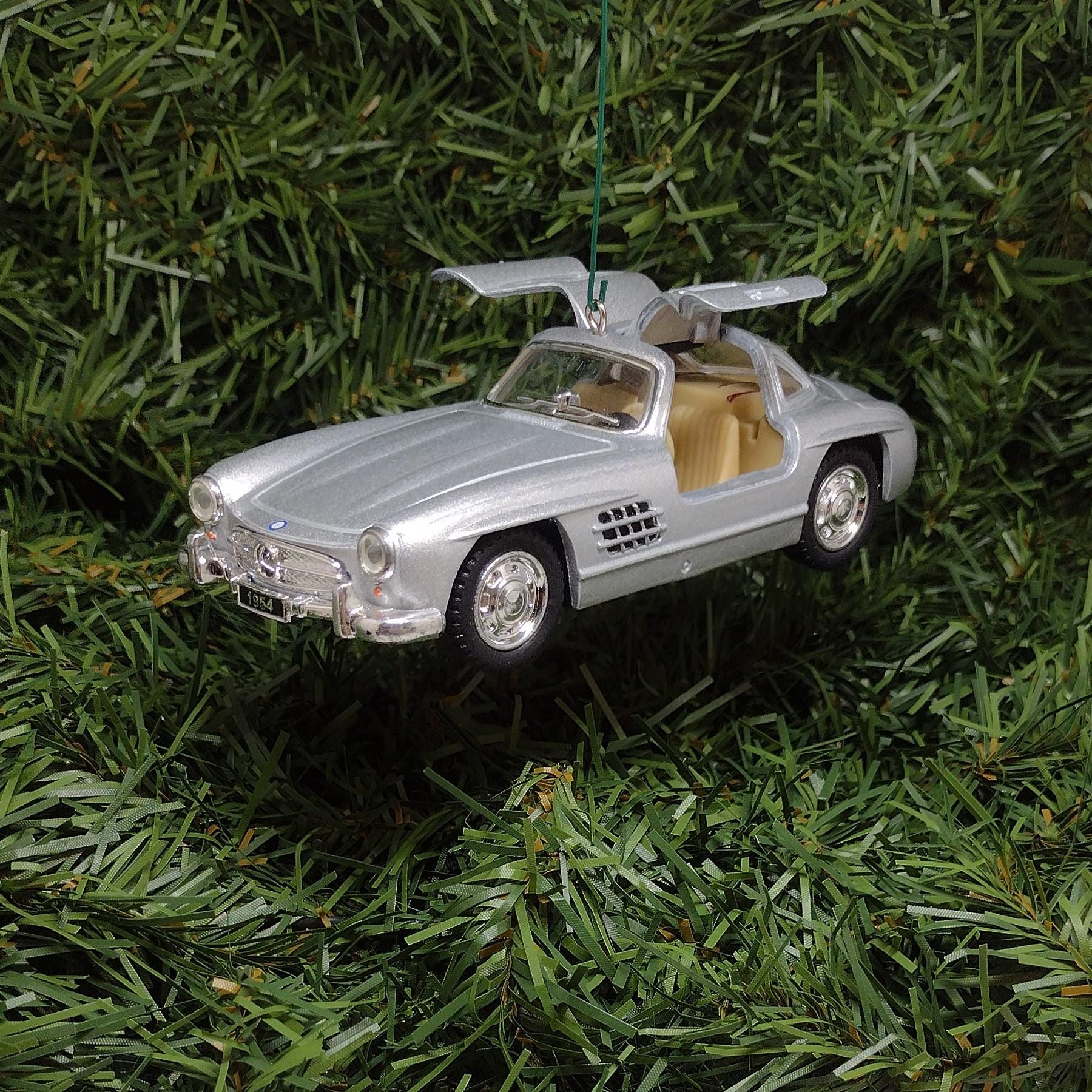 1954 Mercedes-Benz 300 SL Ornament Christmas Tree Decoration Fun Automotive Xmas Gift Idea 5 inch 1955 1956 1957 Silver