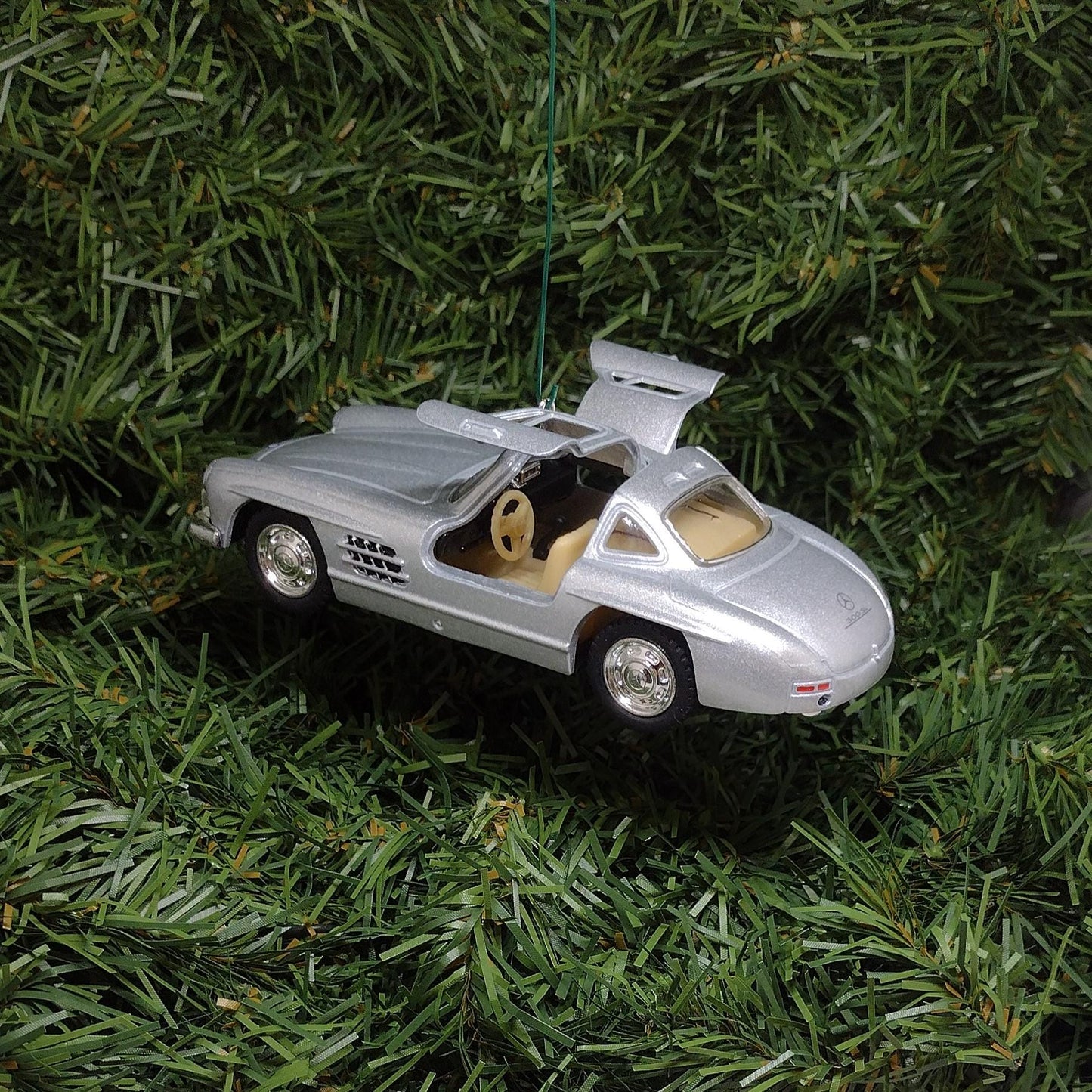 1954 Mercedes-Benz 300 SL Ornament Christmas Tree Decoration Fun Automotive Xmas Gift Idea 5 inch 1955 1956 1957 Silver