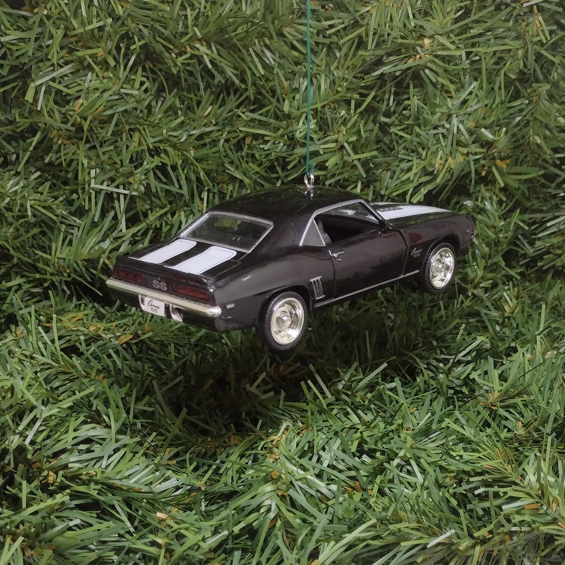 1969 Chevy Camaro SS Ornament Christmas Tree Decoration Fun Automotive Unique Xmas Gift Idea 5 inches long black Chevrolet 1968 1969