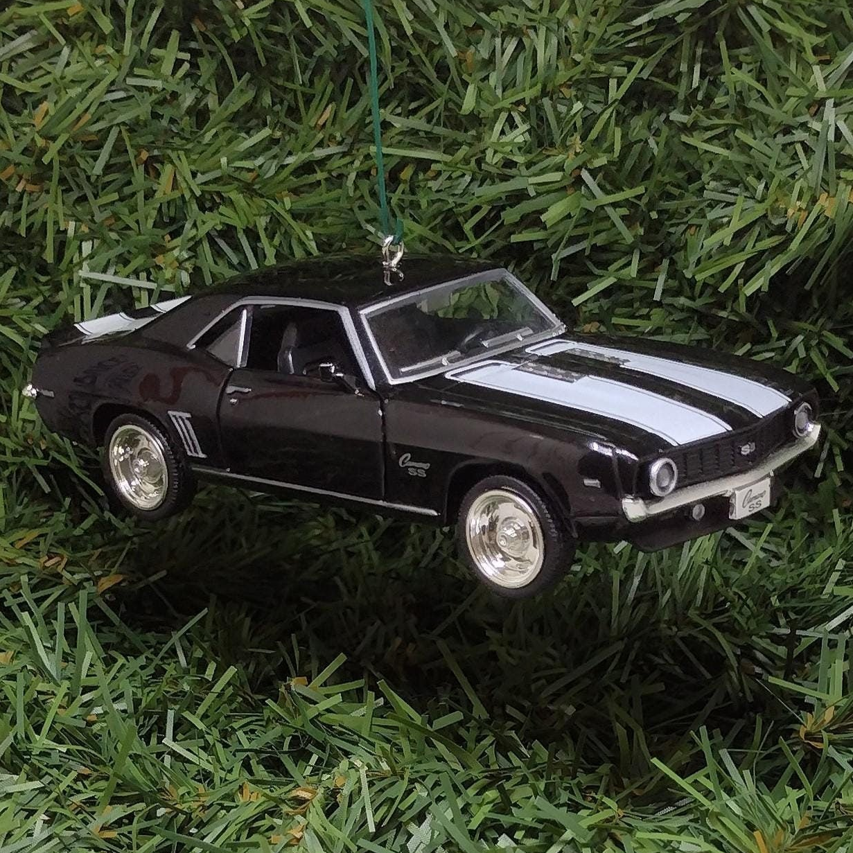 1969 Chevy Camaro SS Ornament Christmas Tree Decoration Fun Automotive Unique Xmas Gift Idea 5 inches long black Chevrolet 1968 1969