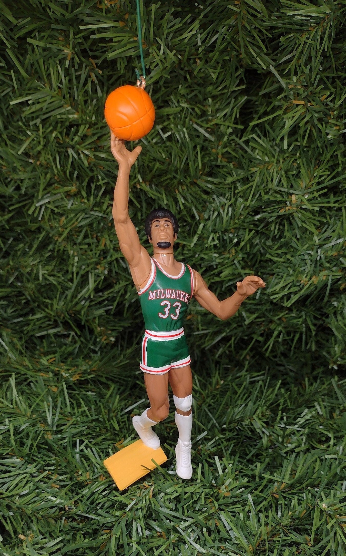 Kareem Abdul Jabbar MILWAUKEE BUCKS Christmas tree ornament xmas nba basketball figure unique gift idea NBA Finals Champion