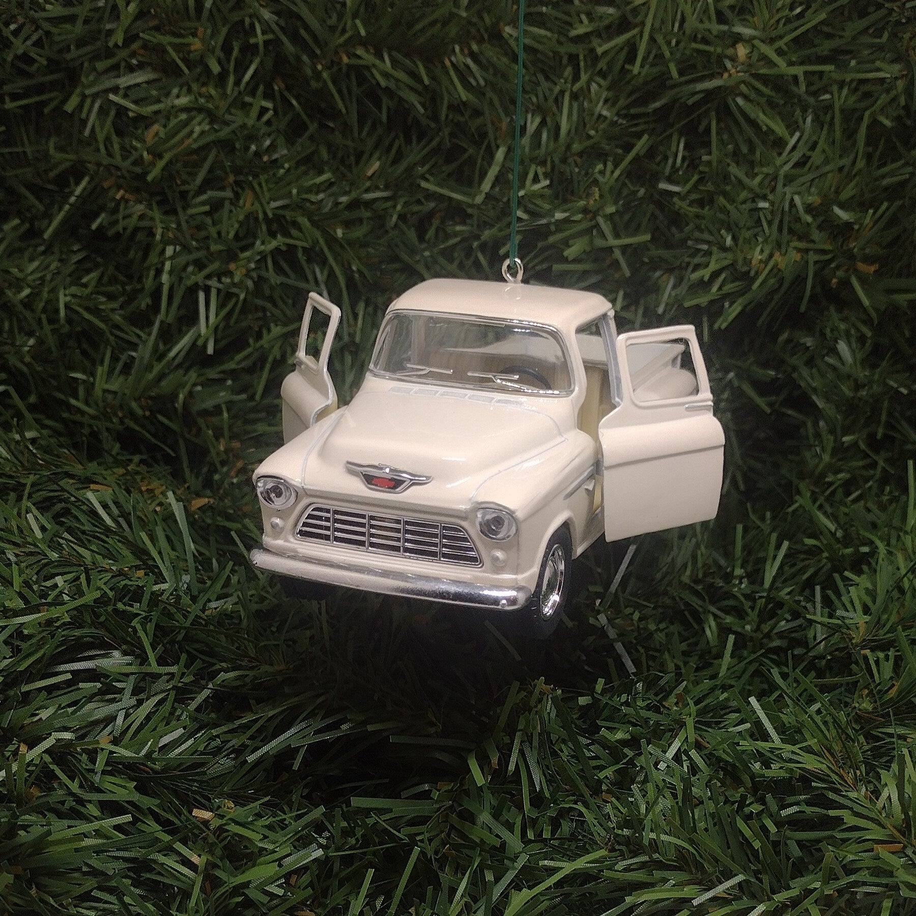 1955 Chevy 3100 Truck Ornament Christmas Gift Idea Chevrolet Stepside Pickup 5 inch Unique Xmas Tree Decoration White