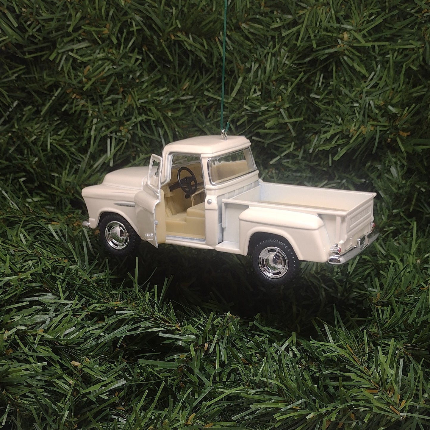 1955 Chevy 3100 Truck Ornament Christmas Gift Idea Chevrolet Stepside Pickup 5 inch Unique Xmas Tree Decoration White