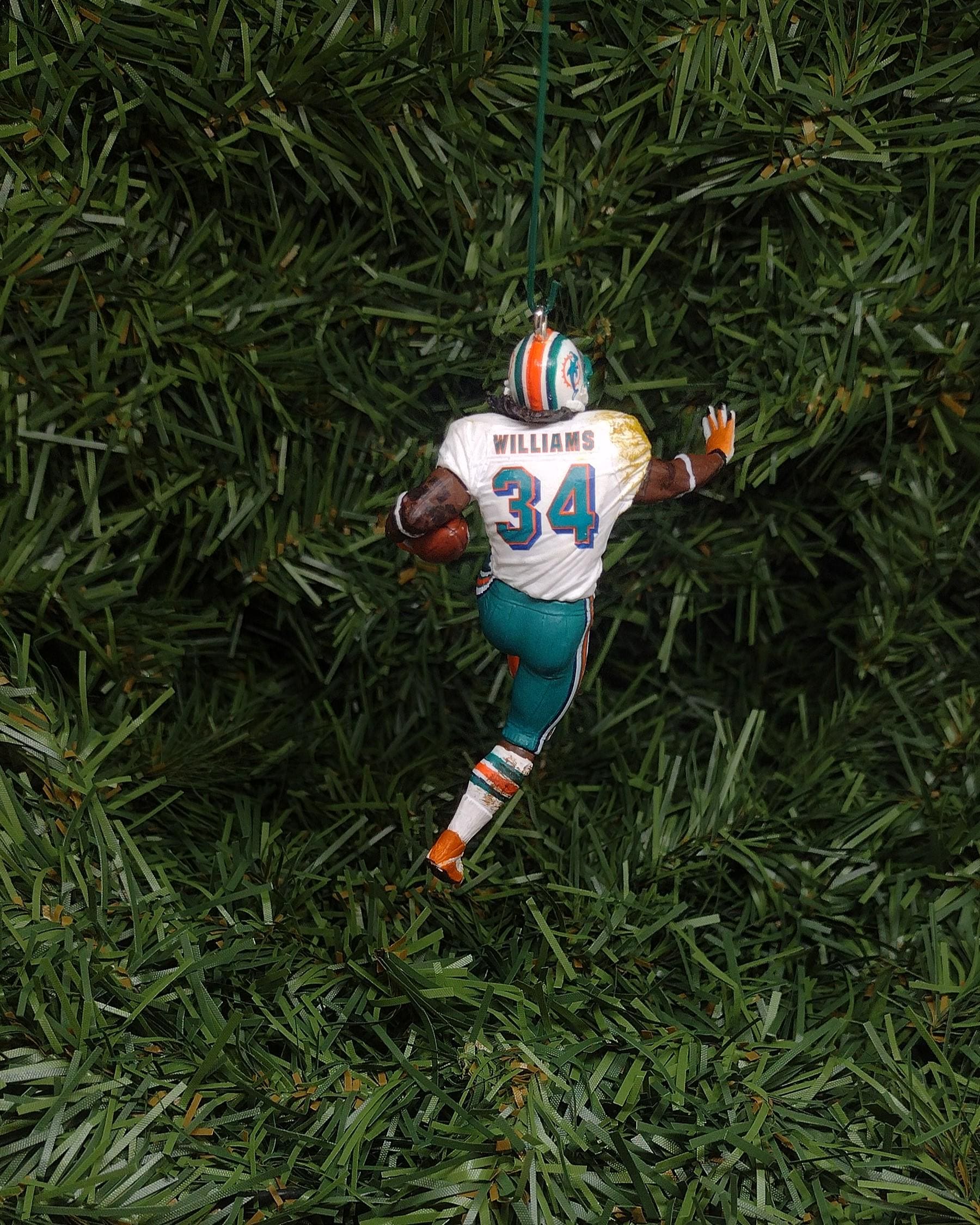 MIAMI DOLPHINS Ornament Ricky Williams Christmas gift idea NFL football figure Xmas tree decoration