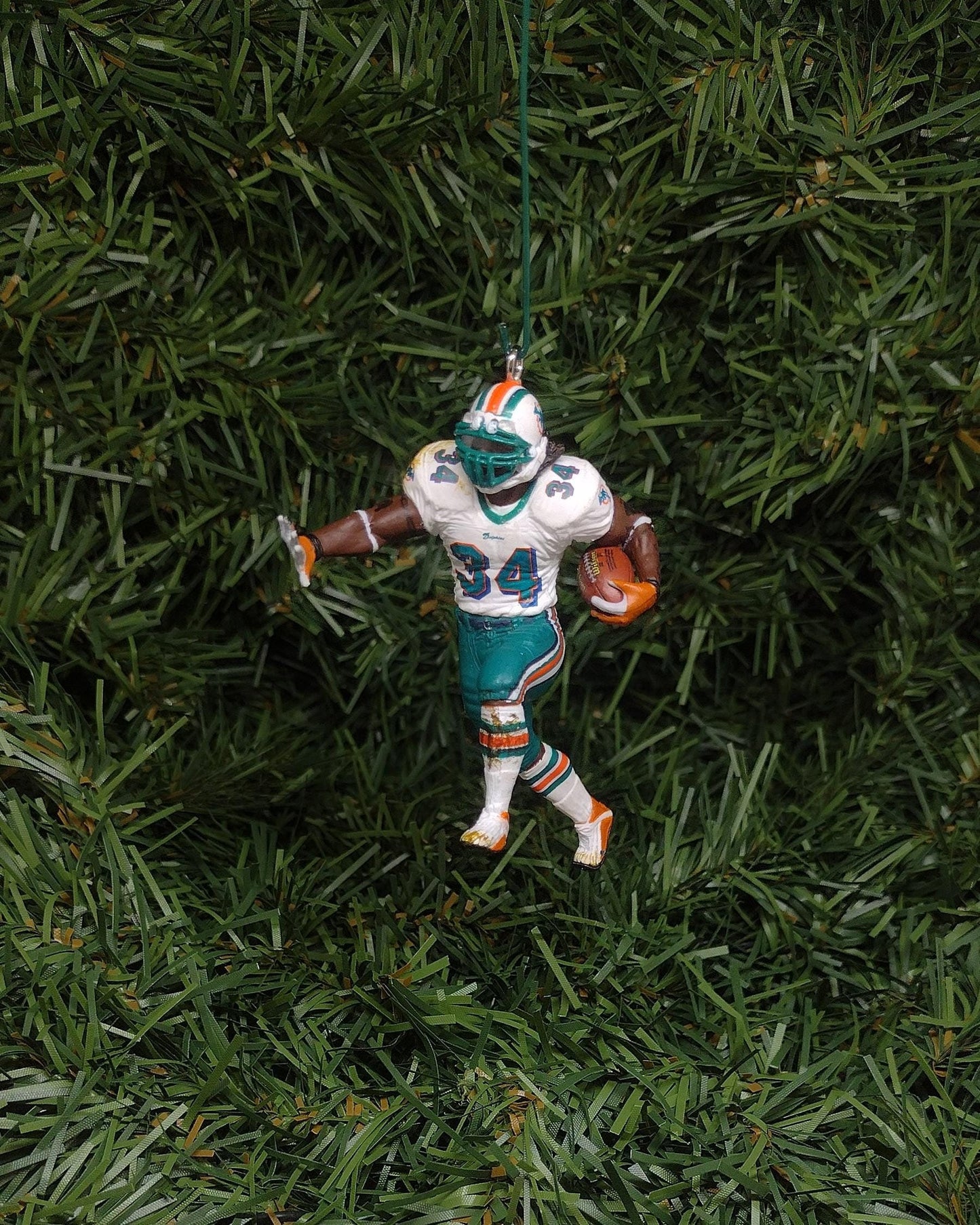 MIAMI DOLPHINS Ornament Ricky Williams Christmas gift idea NFL football figure Xmas tree decoration