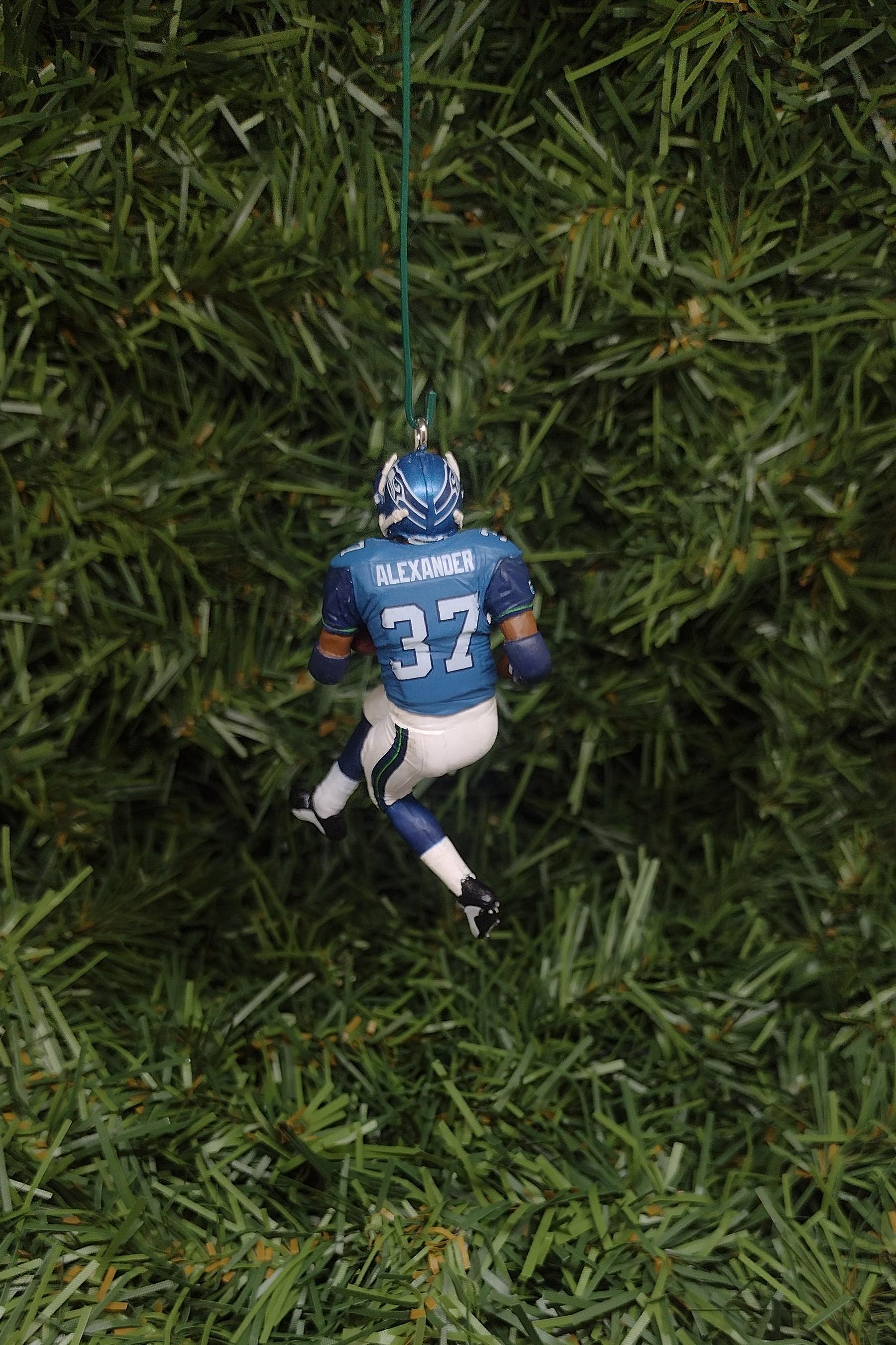 Seattle Seahawks Ornament Christmas Gift Idea Shaun Alexander Unique Xmas Tree Decoration NFL Football Figure