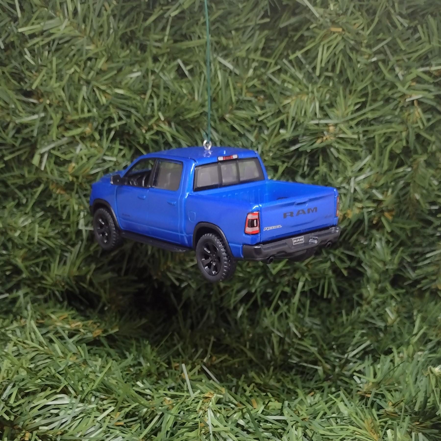 DODGE RAM 1500 Ornament 2019 Christmas Gift Idea Unique Xmas Tree Decoration 4x4 Pickup Truck doors open Blue