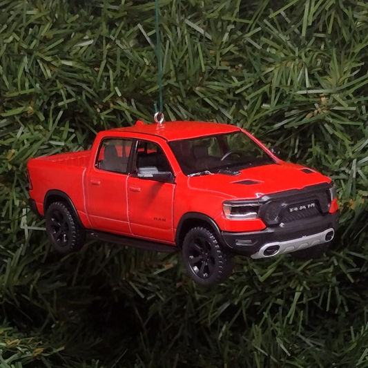 DODGE RAM 1500 Ornament 2019 Christmas Gift Idea Unique Xmas Tree Decoration 4x4 Pickup Truck doors open Red