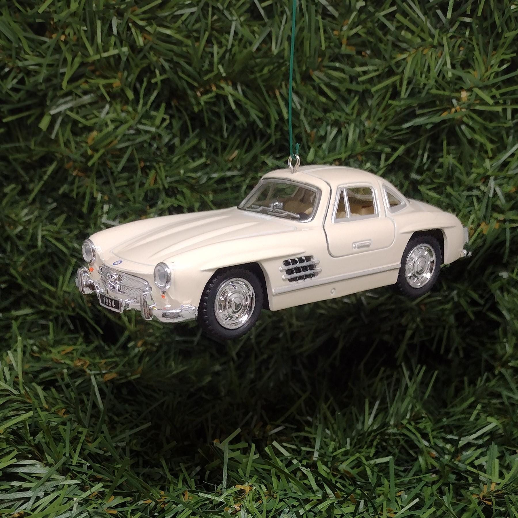 1954 Mercedes-Benz 300 SL Ornament Christmas Tree Decoration Fun Automotive Xmas Gift Idea 5 inch 1955 1956 1957 Eggshell White/Light Cream