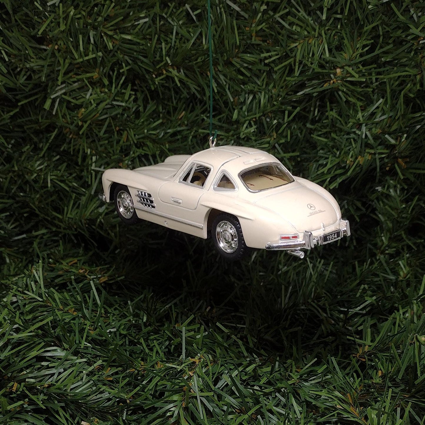 1954 Mercedes-Benz 300 SL Ornament Christmas Tree Decoration Fun Automotive Xmas Gift Idea 5 inch 1955 1956 1957 Eggshell White/Light Cream